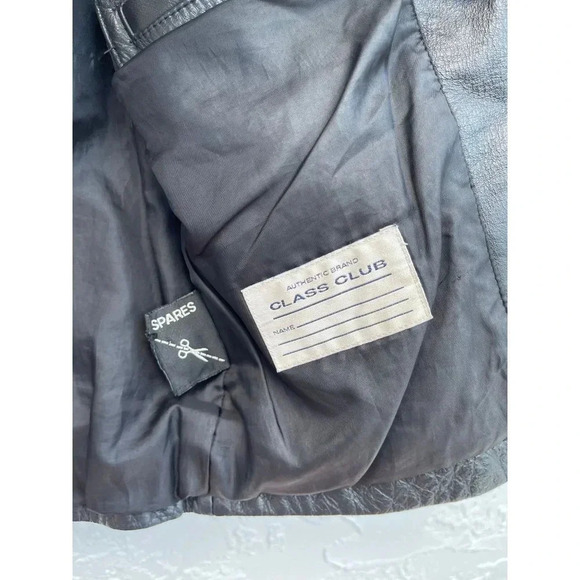 Class Club Kids Long Sleeve Full Zip Leather Motorcycle Jacket Black Sz 6/7 - Picture 11 of 13